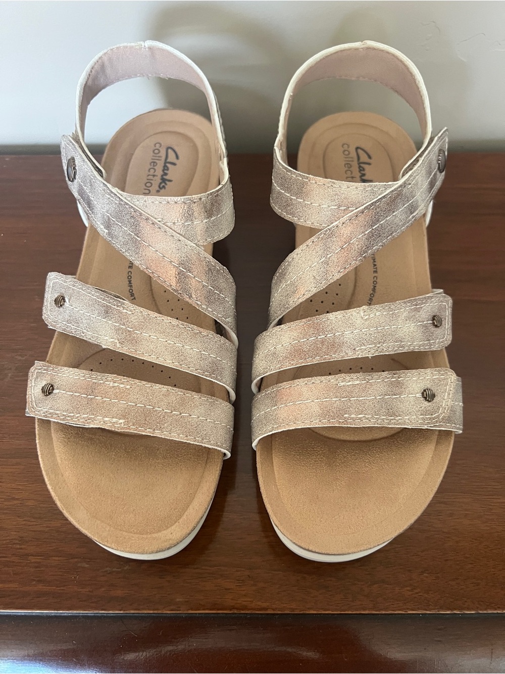 Clarks Collection Wedges Carlene Clara Bronze Metallic Size 8.5